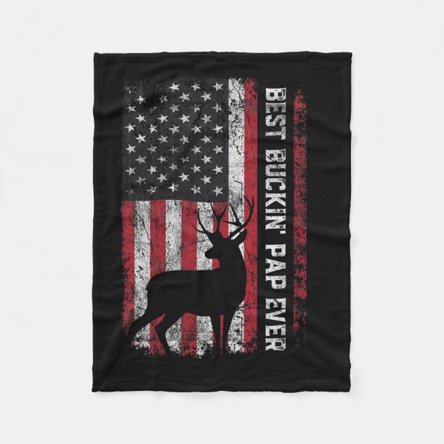 Couverture Polaire Drapeau Usa Meilleur Buckin' Pap Jamais Deer Chass (Devant)