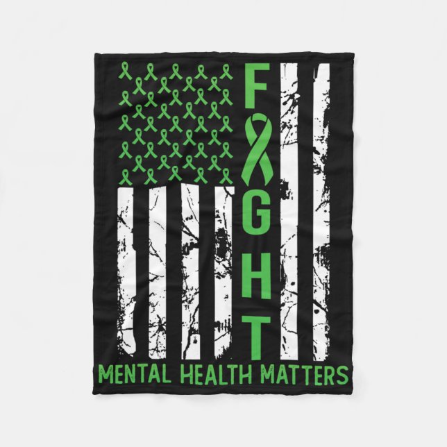 Couverture Polaire Drapeau vert américain Problèmes de santé mentale  (Devant)