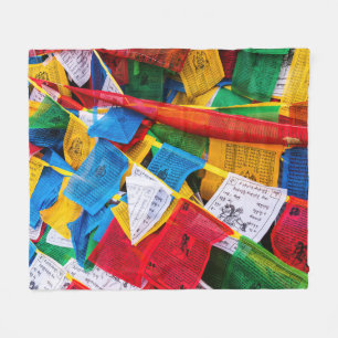 Couverture Polaire Drapeaux de prière tibétains colorés - Tibet