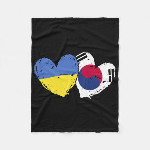 Couverture Polaire Drapeaux Ukraine Corée du Sud Cœur Drapeaux ukrain
