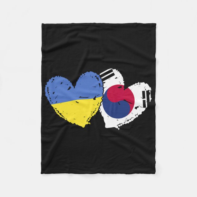 Couverture Polaire Drapeaux Ukraine Corée du Sud Cœur Drapeaux ukrain (Devant)