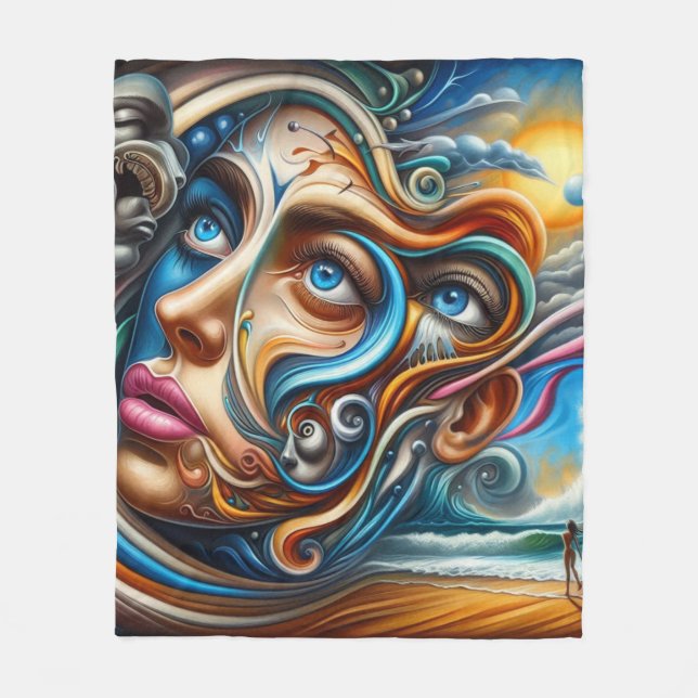 Couverture Polaire Dreamscape Abstrait Ocean Serenity & Cosmic Wonder (Devant)