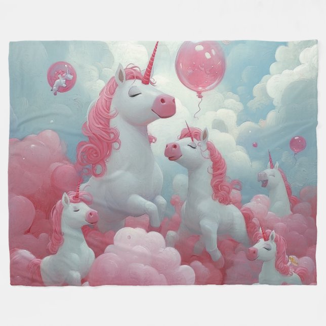 Couverture Polaire Dreamscape Unicorn enchantée (Devant (Horizontal))
