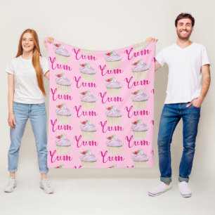 Couverture Polaire Dreamy Cupcake rose avec Yum framboise!