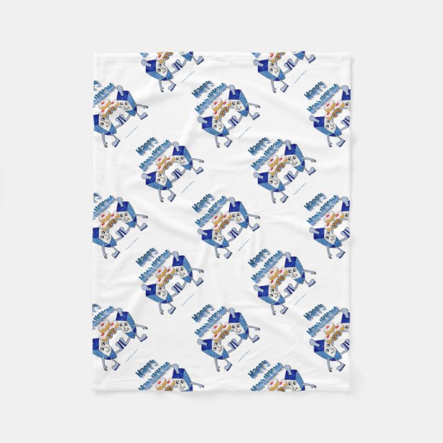 Couverture Polaire Dreidels de Hanoukka dansants et beignets de gelée (Devant)