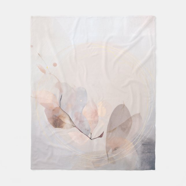 Couverture Polaire Dried Eucalyptus Leaves Gold Circle Minimal Art (Devant)