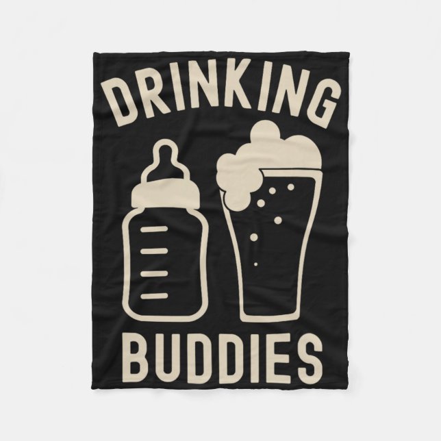 Couverture Polaire Drinking Buddies Dad Grandpa New Baby Beer And Bot (Devant)