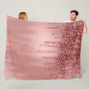 Couverture Polaire Dripping in Rose Gold Glitter Pretty Pink Drips