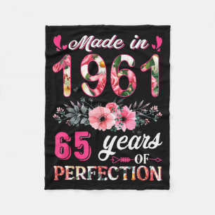 Couverture Polaire Drôle 65 Ans Faits En 1961 Floral 65e Anniversaire