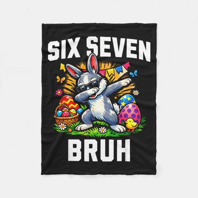 Couverture Polaire Drôle 67 bruh lapin de Pâques lapin mème six sept  (Devant)