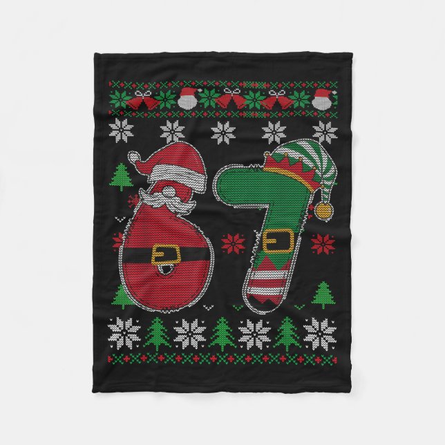 Couverture Polaire Drôle 67 Meme 6 7 Pull De Noël Moche Pour Garçons  (Devant)