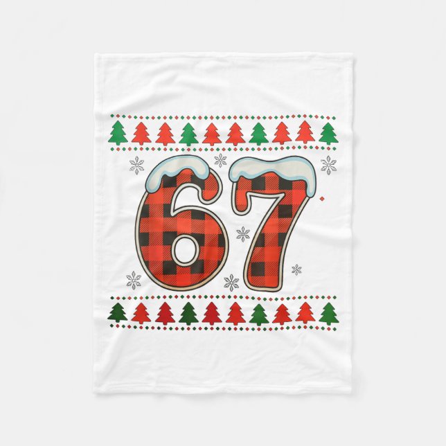 Couverture Polaire Drôle 67 Six Sept Équipe Blague de Noël Sweat Ugly (Devant)