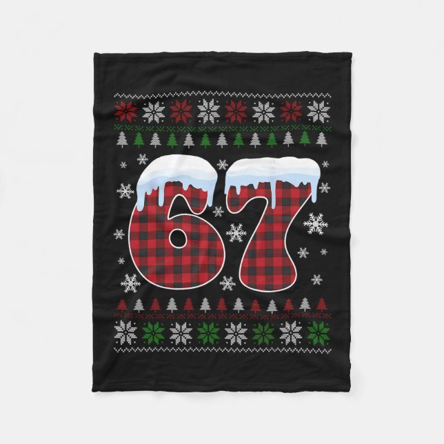 Couverture Polaire Drôle 67 Six Sept Mème Brainrot Cringe Noël  (Devant)