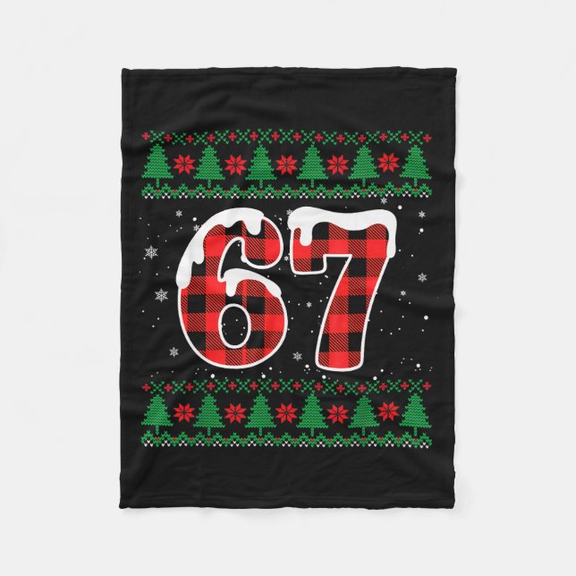 Couverture Polaire Drôle 67 Six Sept Mème Brainrot Cringe Noël  (Devant)