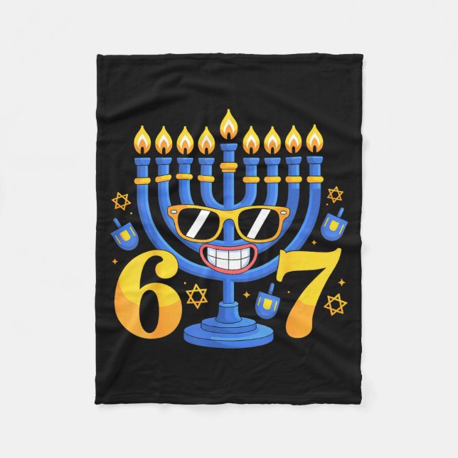 Couverture Polaire Drôle 6-7 Six Sept Menorah Mème Vacances Hanukkah  (Devant)