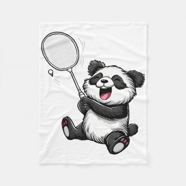 Couverture Polaire Drôle Badminton Panda Badminton Player Shuttle Rac (Devant)