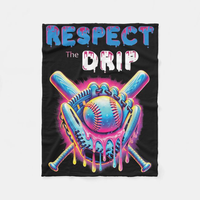 Couverture Polaire Drôle Baseball Drip Glace Cream Déchirer Respect L (Devant)