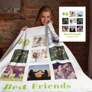 Couverture Polaire Drôle BFF PHOTO COLLAGE Cadeau personnalisé AVOCAD