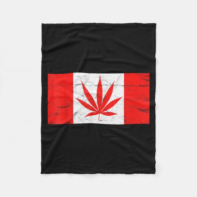 Couverture Polaire Drôle Canada & feuille de cannabis ! Nouveau drape (Devant)