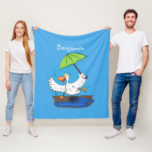 Couverture Polaire Drôle canard avec parapluie dessin animé