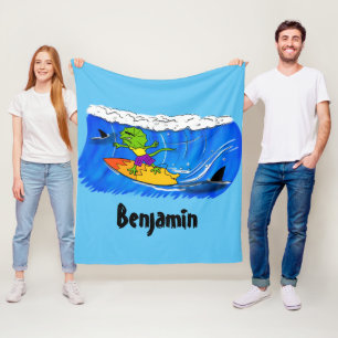 Couverture Polaire Drôle caricature de surf de lézard au cou