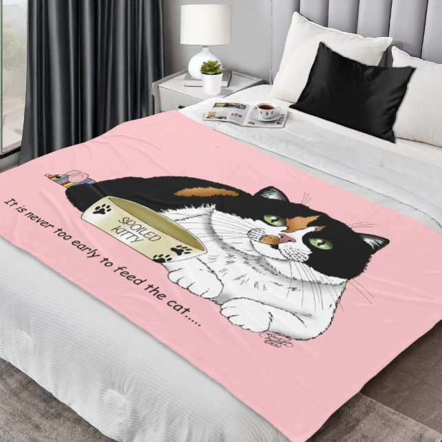 Couverture Polaire Drôle Chat Tacheté Gâté Nourrir Rose (Créateur téléchargé)