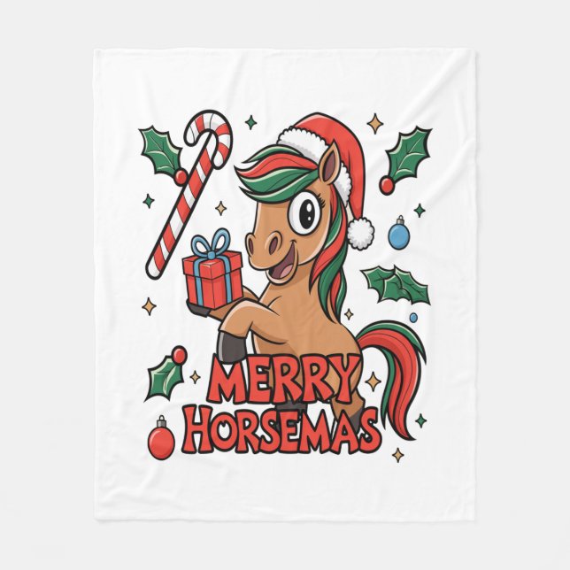 Couverture Polaire Drôle Cheval Joyeux Horsemas (Devant)