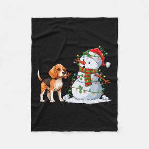 Couverture Polaire Drôle chien Beagle Snowman feux de Noël Xma