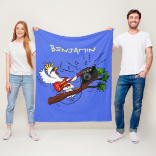 Couverture Polaire Drôle cockatoo jouant de la guitare rock dessin an