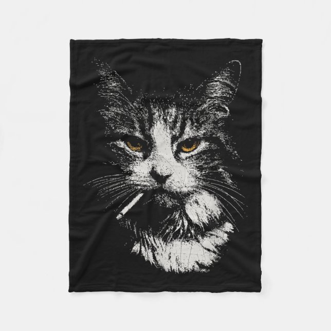 Couverture Polaire Drôle Cool Chat Fumer Mème Drôle Cat Ga (Devant)