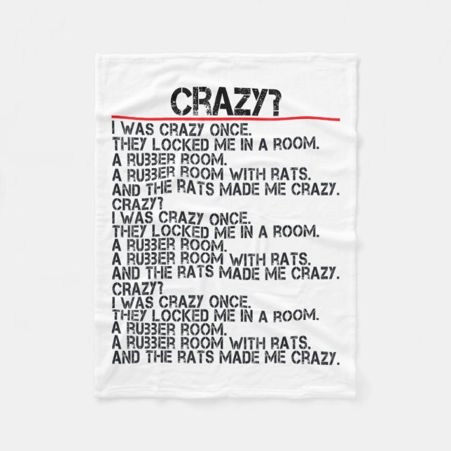 Couverture Polaire Drôle Crazy J'Étais Fou Une Fois Mème Crazy J'Étai (Devant)