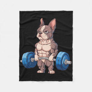 Couverture Polaire Drôle de Bouledogue Français Musculation Bodybuild