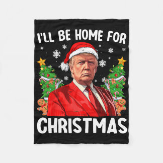 Couverture Polaire Drôle de chapeau de Noël de Trump Santa I'll Be Ho