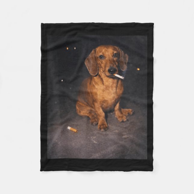 Couverture Polaire Drôle de dachshund fumant mème cigarette chien mèm (Devant)