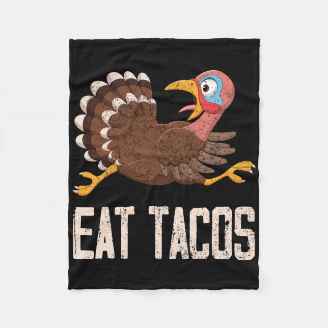 Couverture Polaire Drole de dinde de Thanksgiving mange des tacos  (Devant)