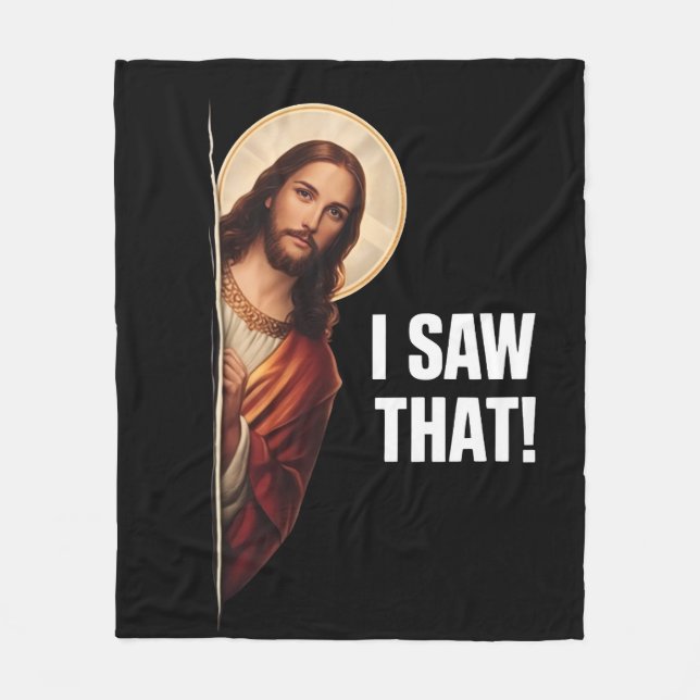 Couverture Polaire Drôle de Jésus "J'ai vu ça" design de meme chrétie (Devant)