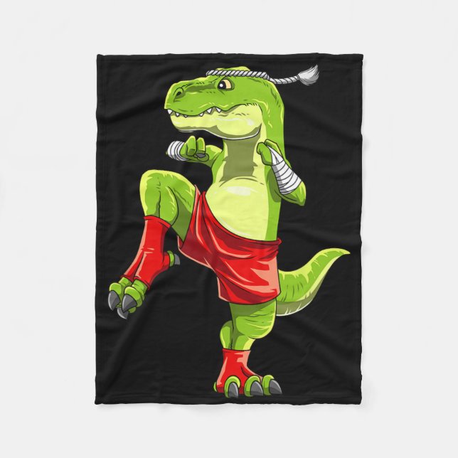 Couverture Polaire Drôle de Muay Thai T-rex - Boxe Thaïlandaise  (Devant)