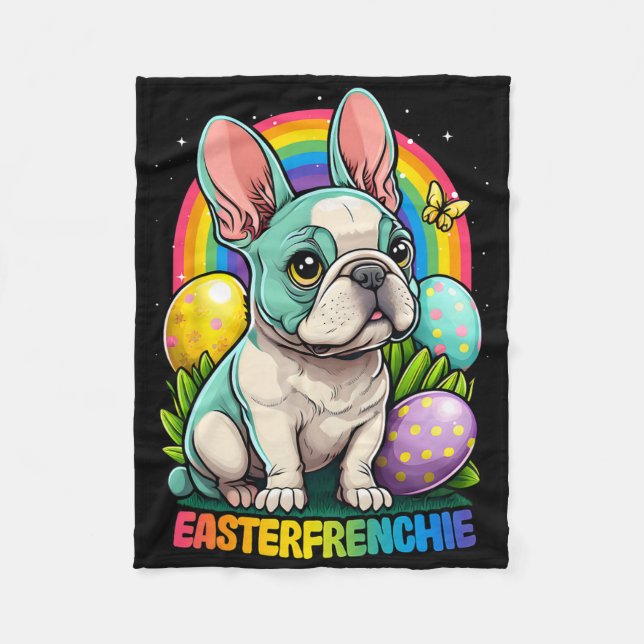 Couverture Polaire Drôle de Pâques Bouledogue français Easterfrenchie (Devant)