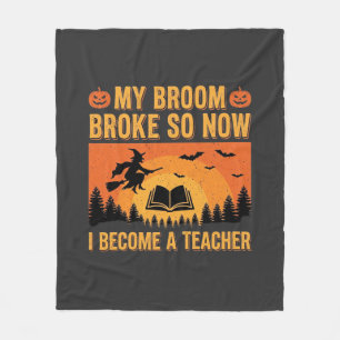 Couverture Polaire Drôle de professeur d'Halloween Balai cassé Design