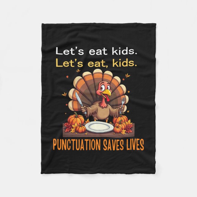 Couverture Polaire Drôle de Thanksgiving Professeur Dinde Allons Mang (Devant)