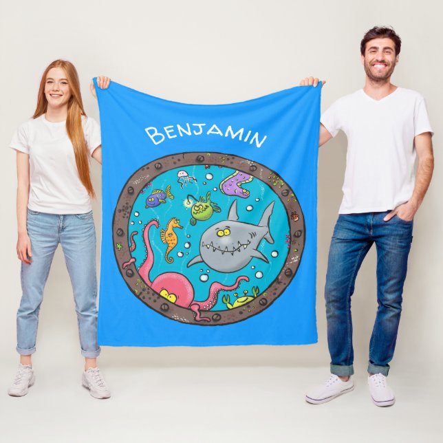 Couverture Polaire Drôle des créatures marines sous l'eau dessin anim (En situation)