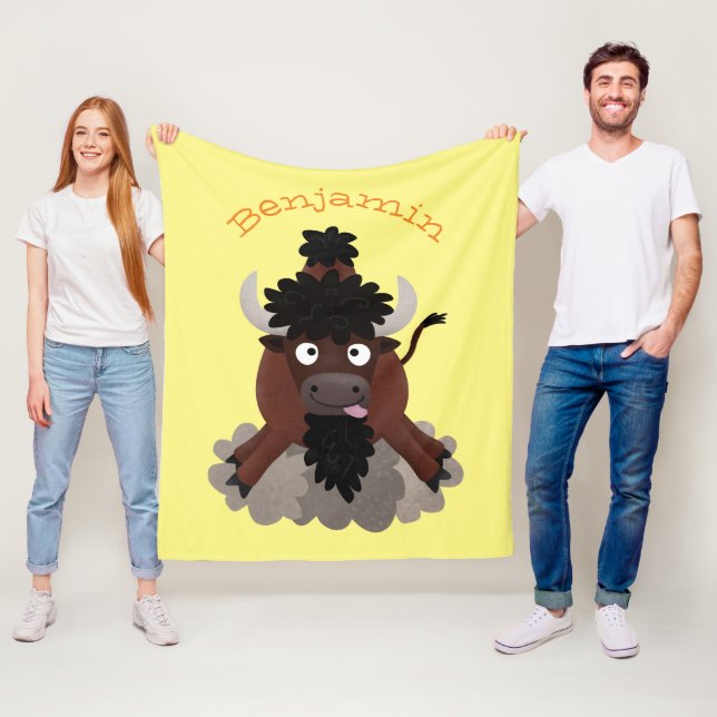 Couverture Polaire Drôle dessin animé de bison de buffle (En situation)