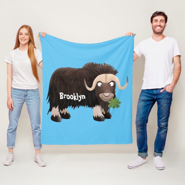 Couverture Polaire Drôle dessin animé de boeuf musqué (En situation)
