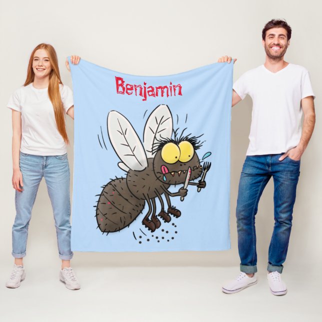 Couverture Polaire Drôle dessin animé d'insecte de la mouche à cheval (En situation)