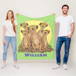 Couverture Polaire Drôle dessin de la famille meerkat
