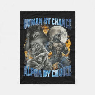 Couverture Polaire Drôle d'humain par hasard Alpha par choix Loup Mat
