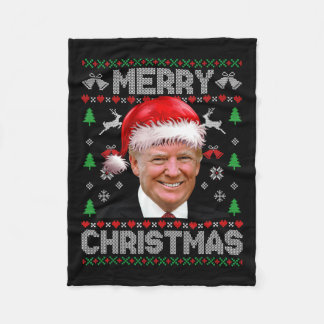 Couverture Polaire Drôle Donald Trump Joyeux Noël Famille Moche