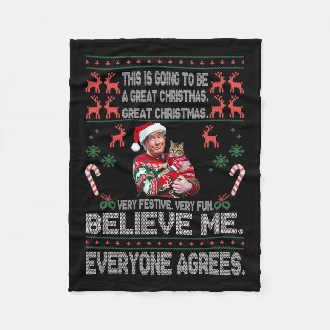 Couverture Polaire Drôle Donald Trump Joyeux Noël Joyeux Pyjamas Ho (Devant)