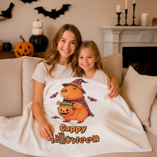 Couverture Polaire Drôle Éffrayant Gourmande Cadeau Halloween Capybar