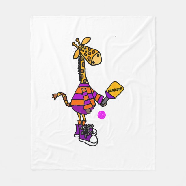 Couverture Polaire Drôle Giraffe Jouer Pickleball (Devant)
